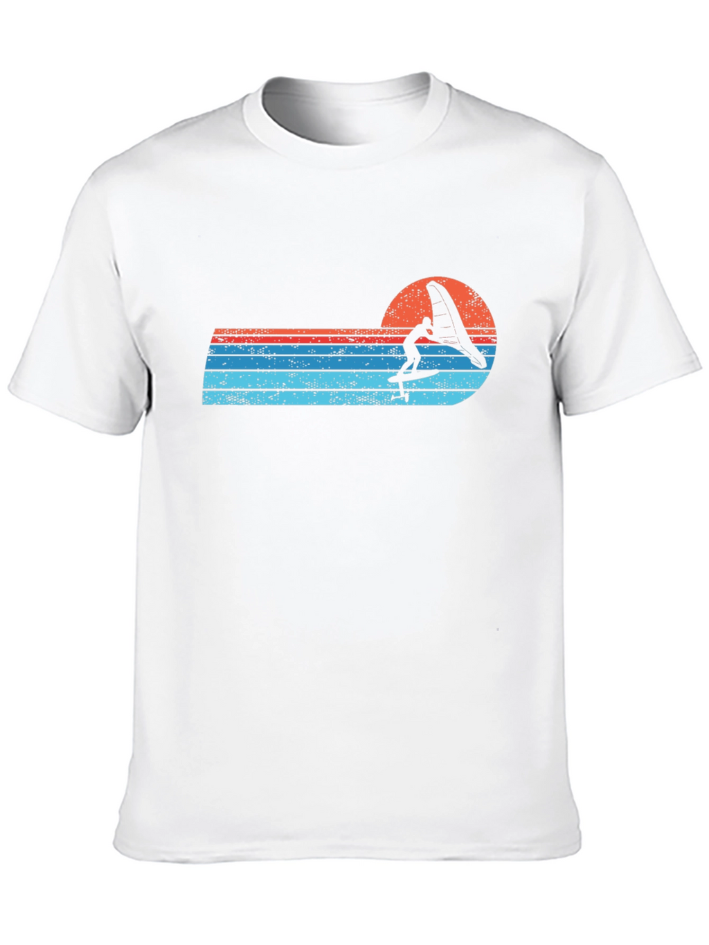 Retro Windsurfer Sunset Black T-Shirt