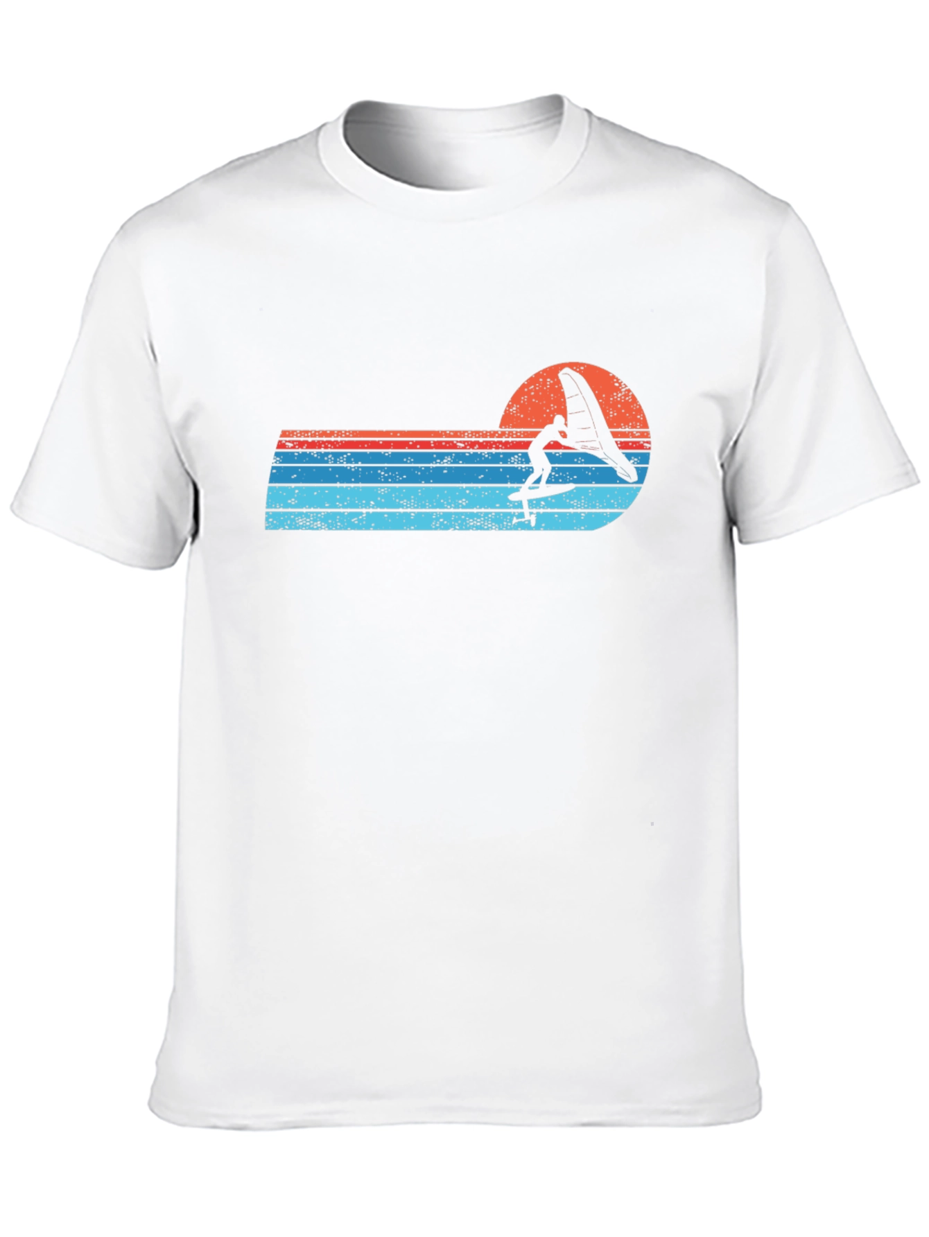 Retro Windsurfer Sunset Black T-Shirt