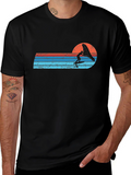Retro Windsurfer Sunset Black T-Shirt