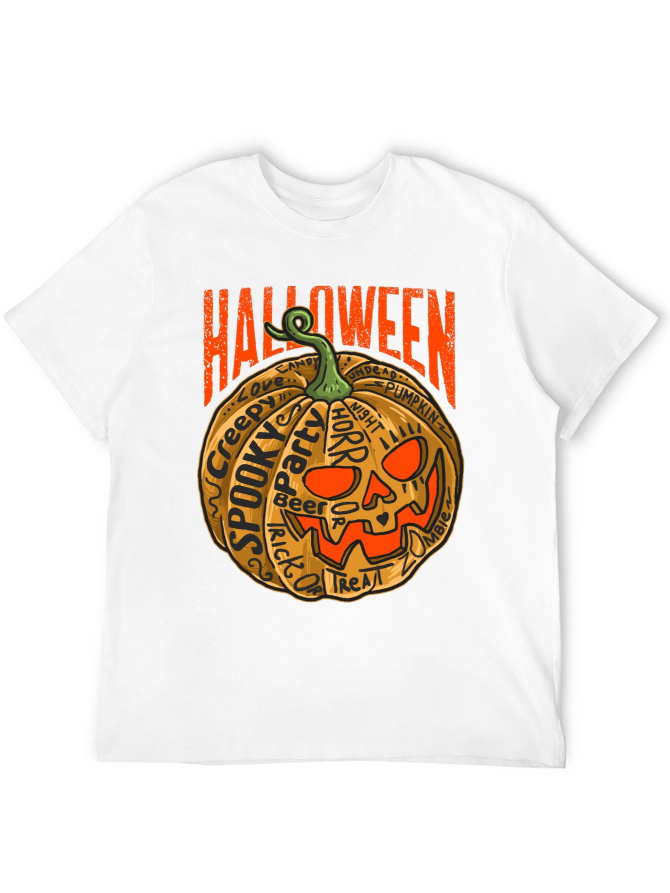 Halloween Pumpkin Word Art Graphic T-Shirt