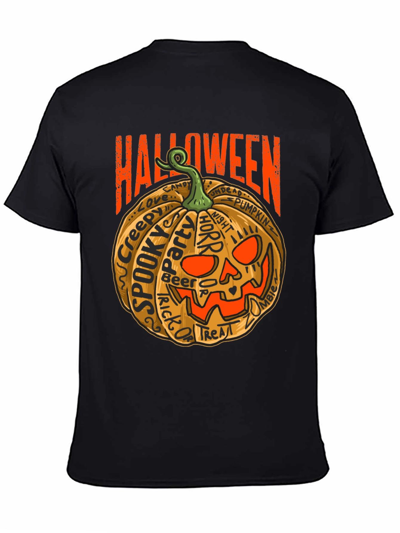 Halloween Pumpkin Word Art Graphic T-Shirt
