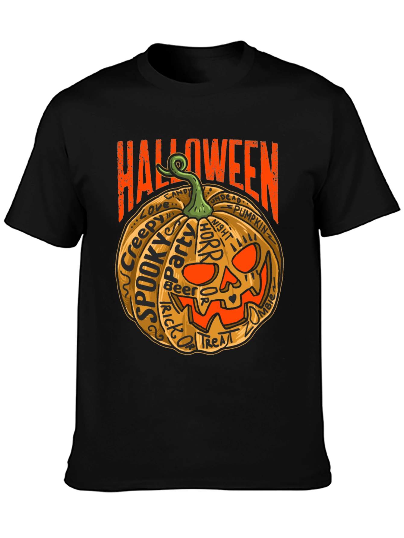 Halloween Pumpkin Word Art Graphic T-Shirt