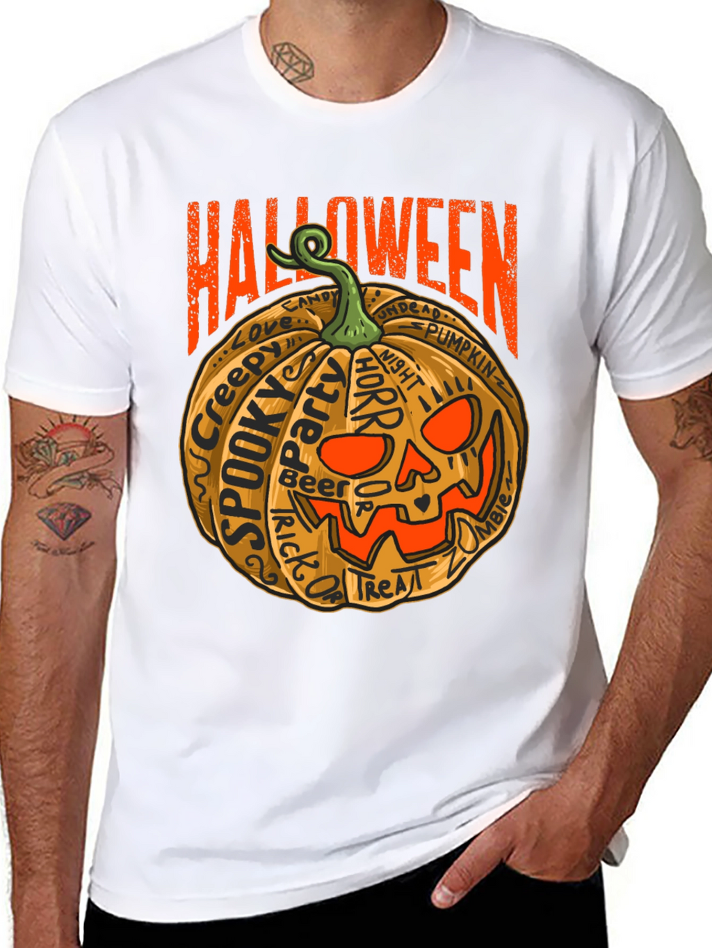 Halloween Pumpkin Word Art Graphic T-Shirt
