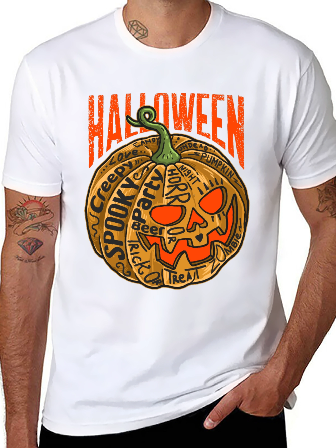Halloween Pumpkin Word Art Graphic T-Shirt