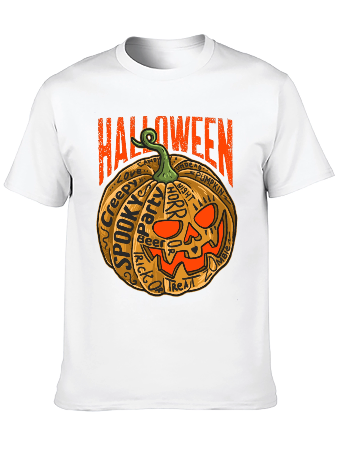 Halloween Pumpkin Word Art Graphic T-Shirt