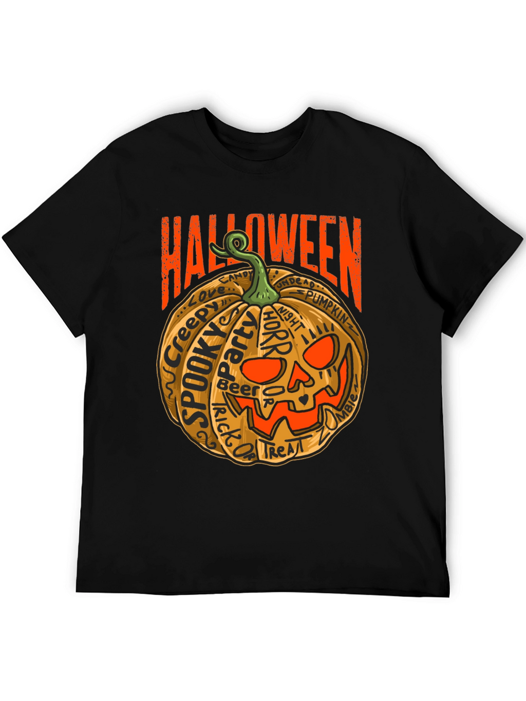 Halloween Pumpkin Word Art Graphic T-Shirt