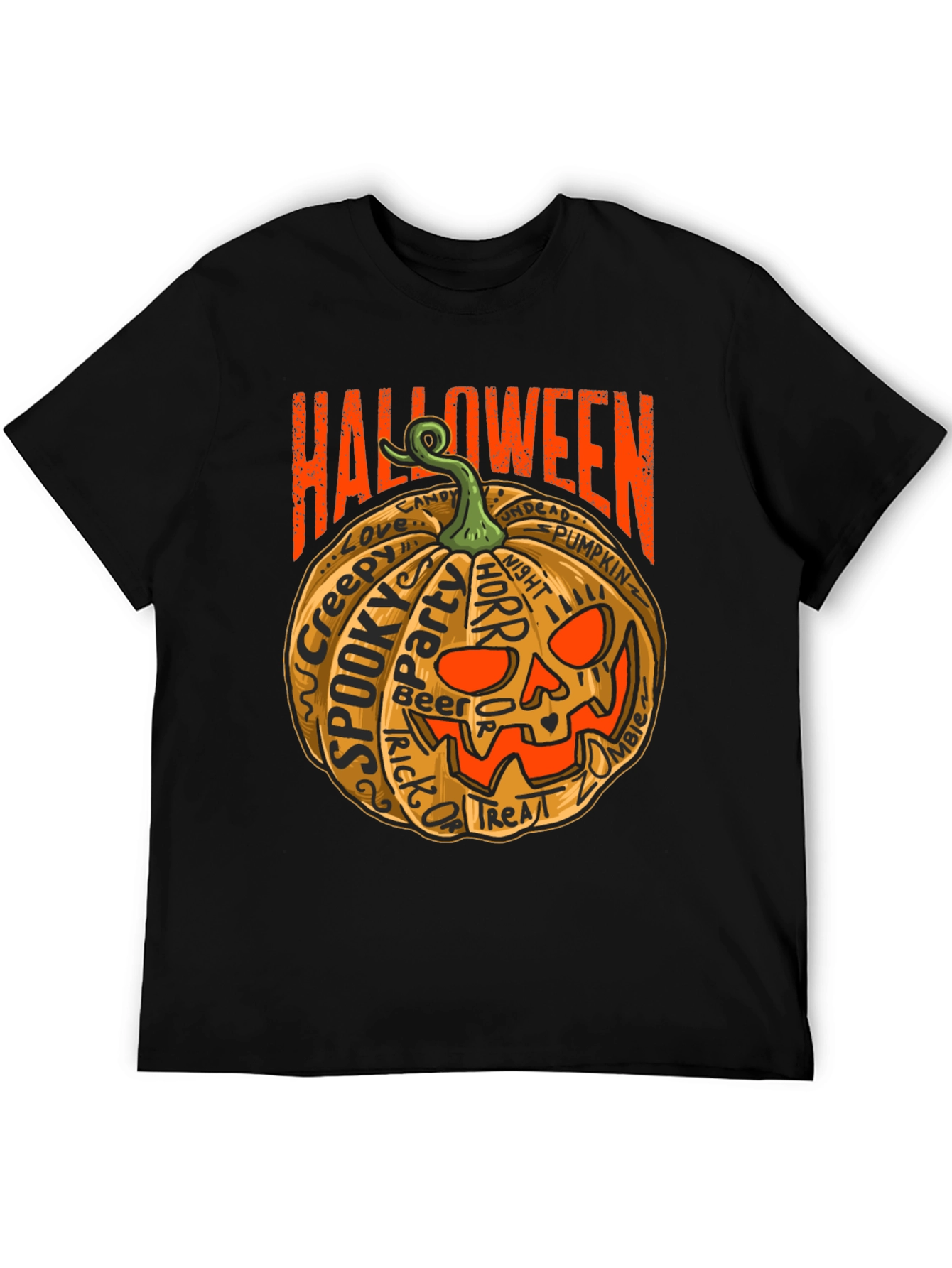 Halloween Pumpkin Word Art Graphic T-Shirt