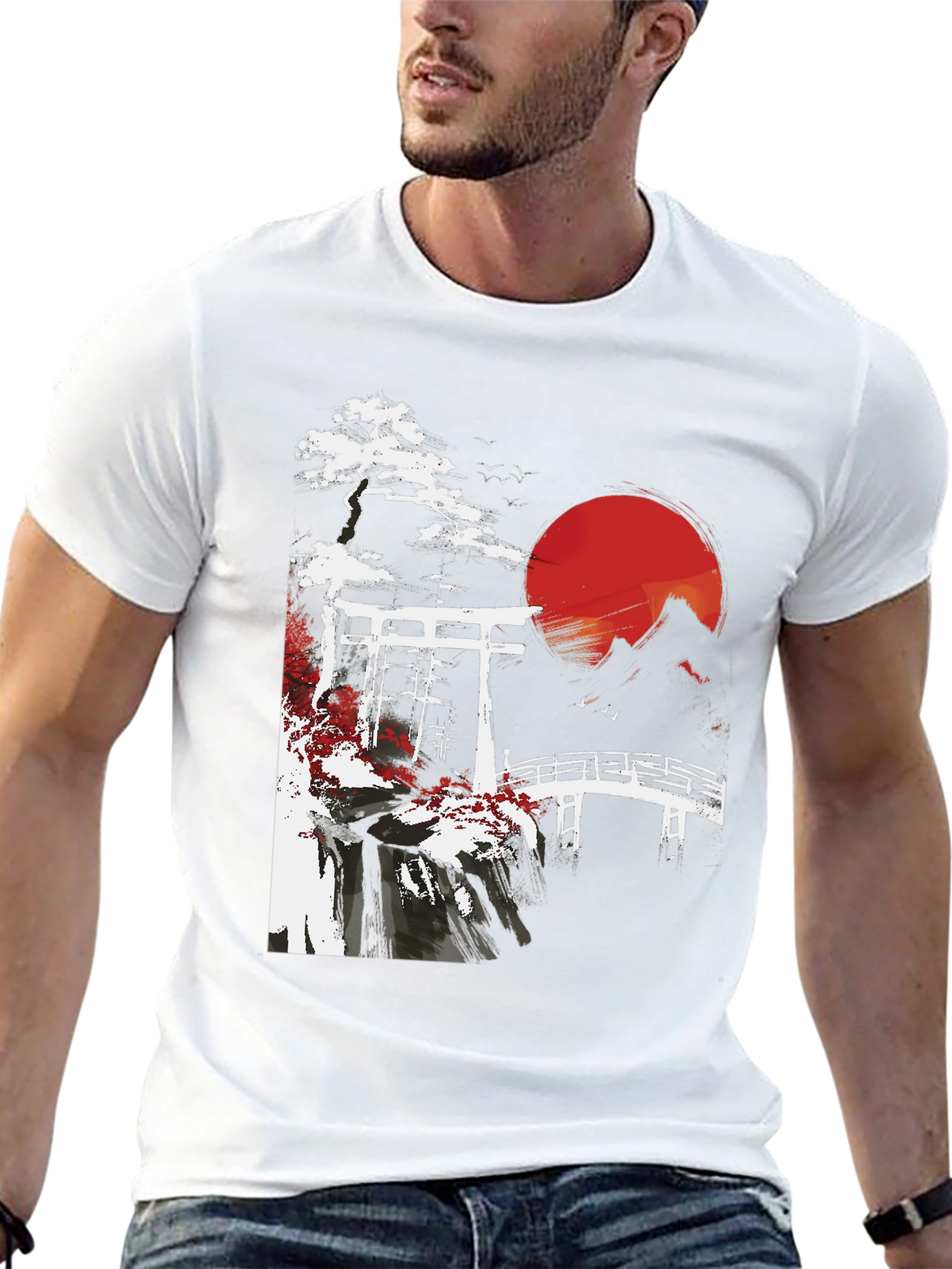 Japanese Landscape Graphic Tee - Black