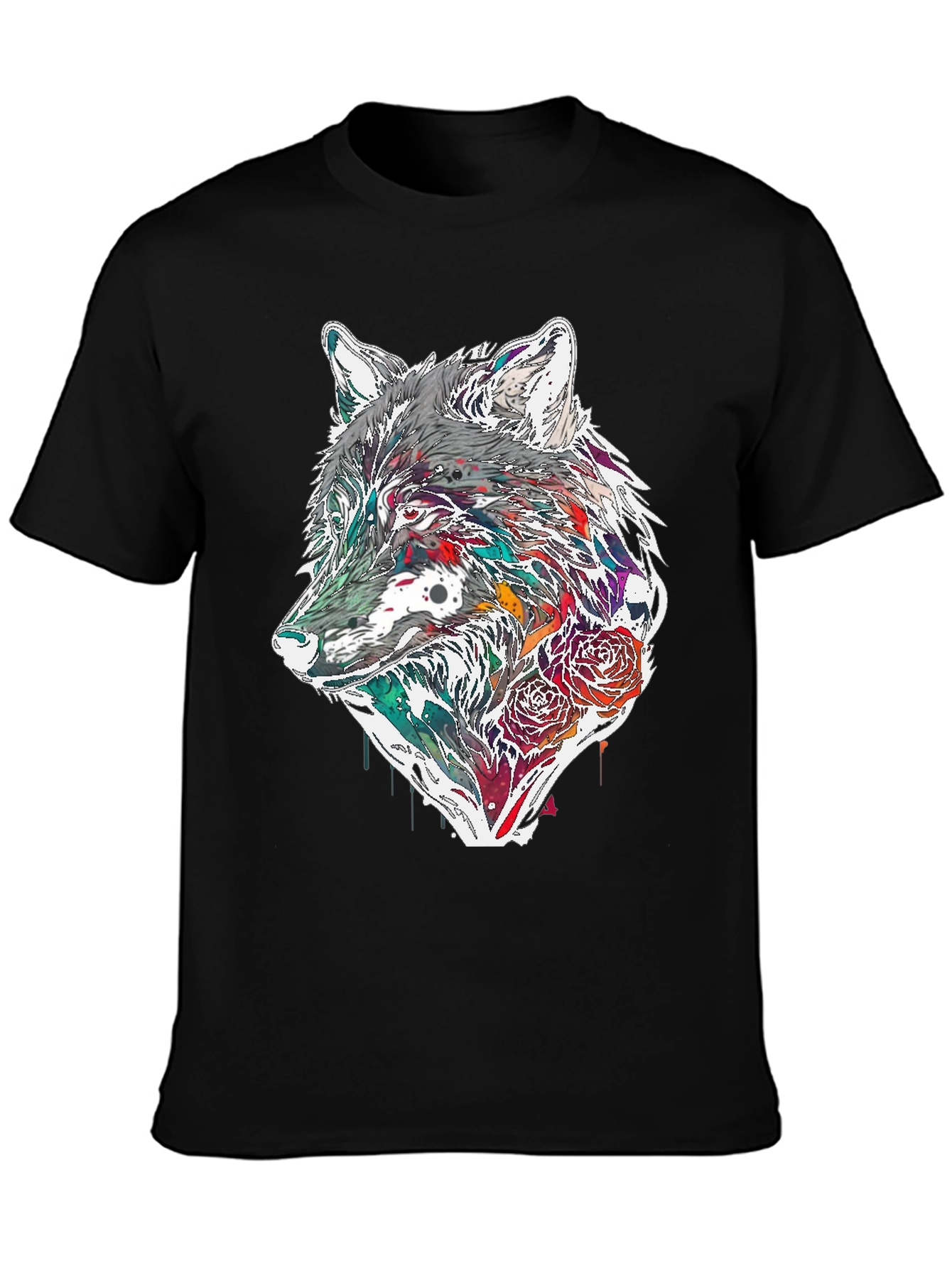 Wolf & Roses Graphic Tee - Modern Print