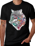 Wolf & Roses Graphic Tee - Modern Print