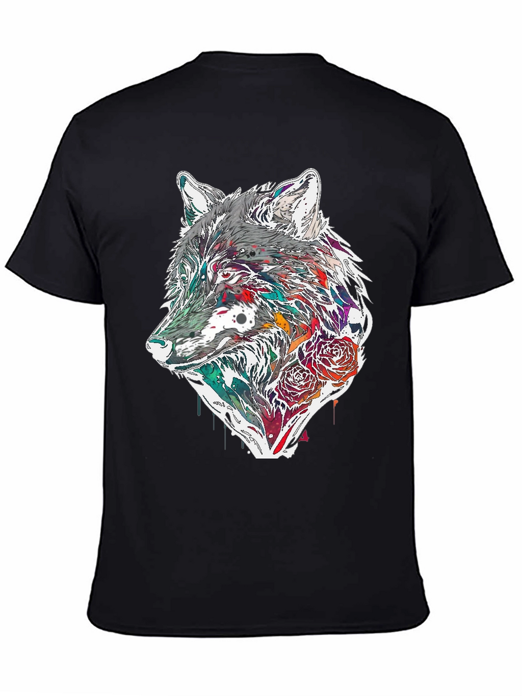 Wolf & Roses Graphic Tee - Modern Print