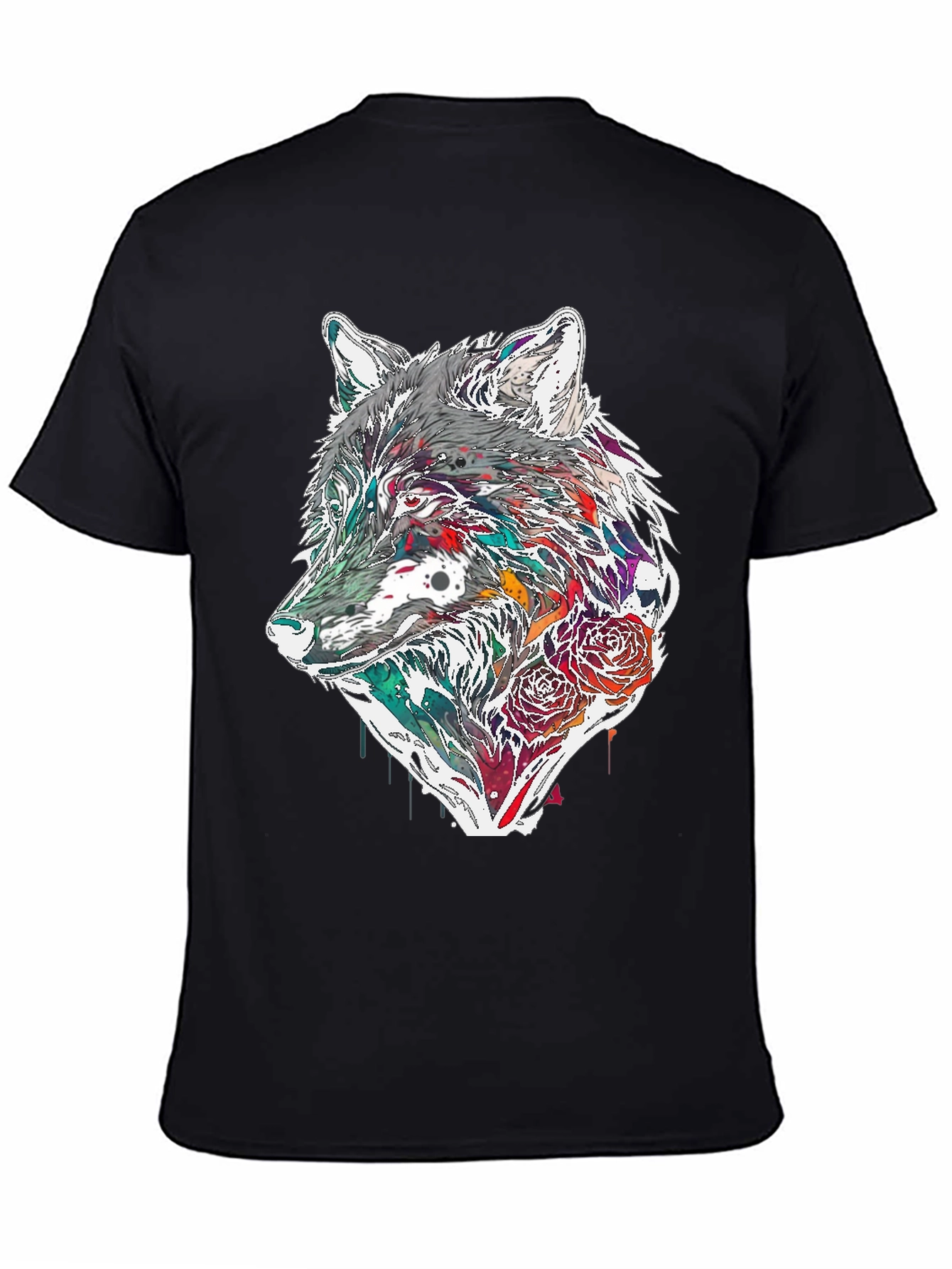 Wolf & Roses Graphic Tee - Modern Print