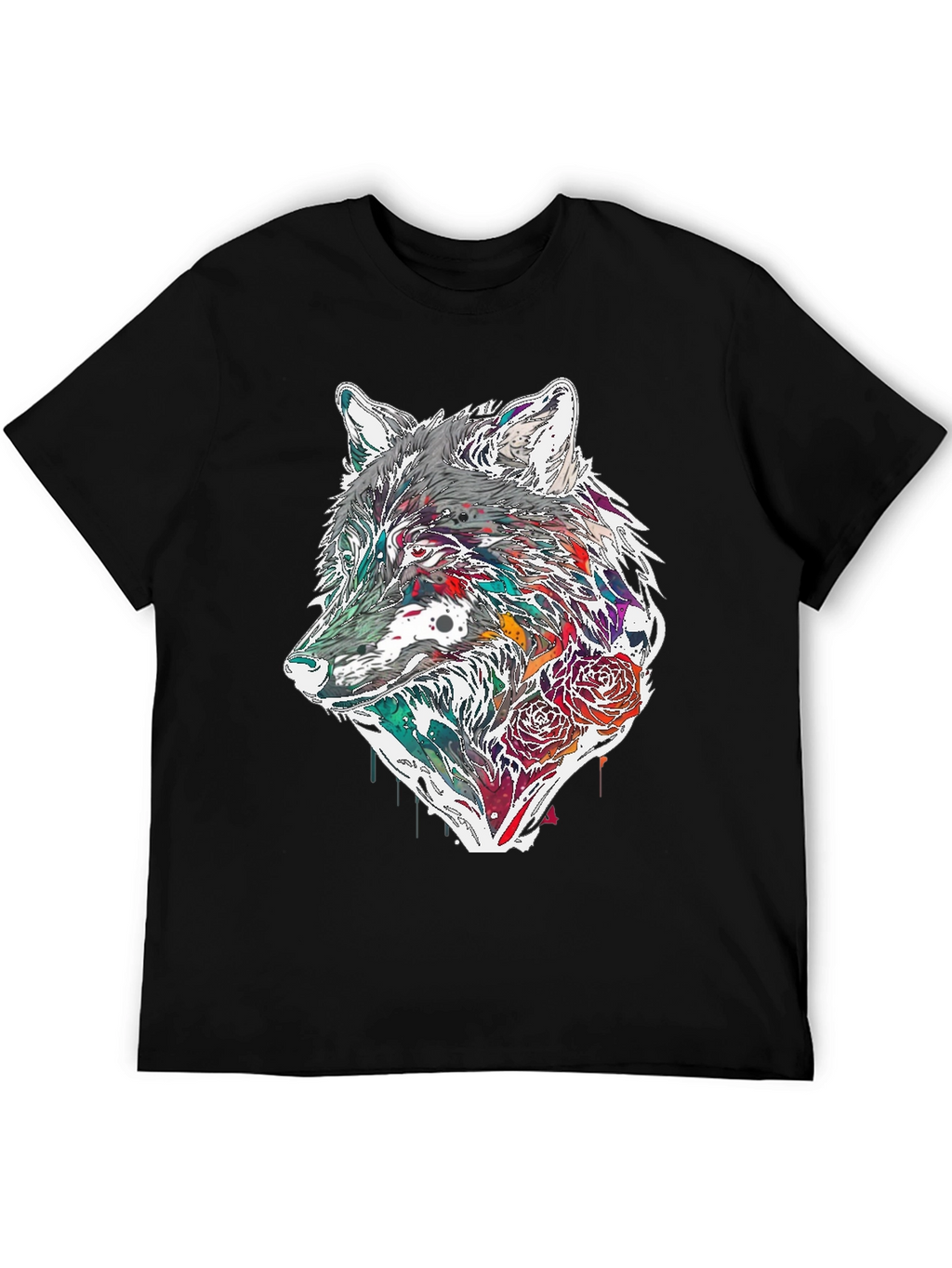Wolf & Roses Graphic Tee - Modern Print