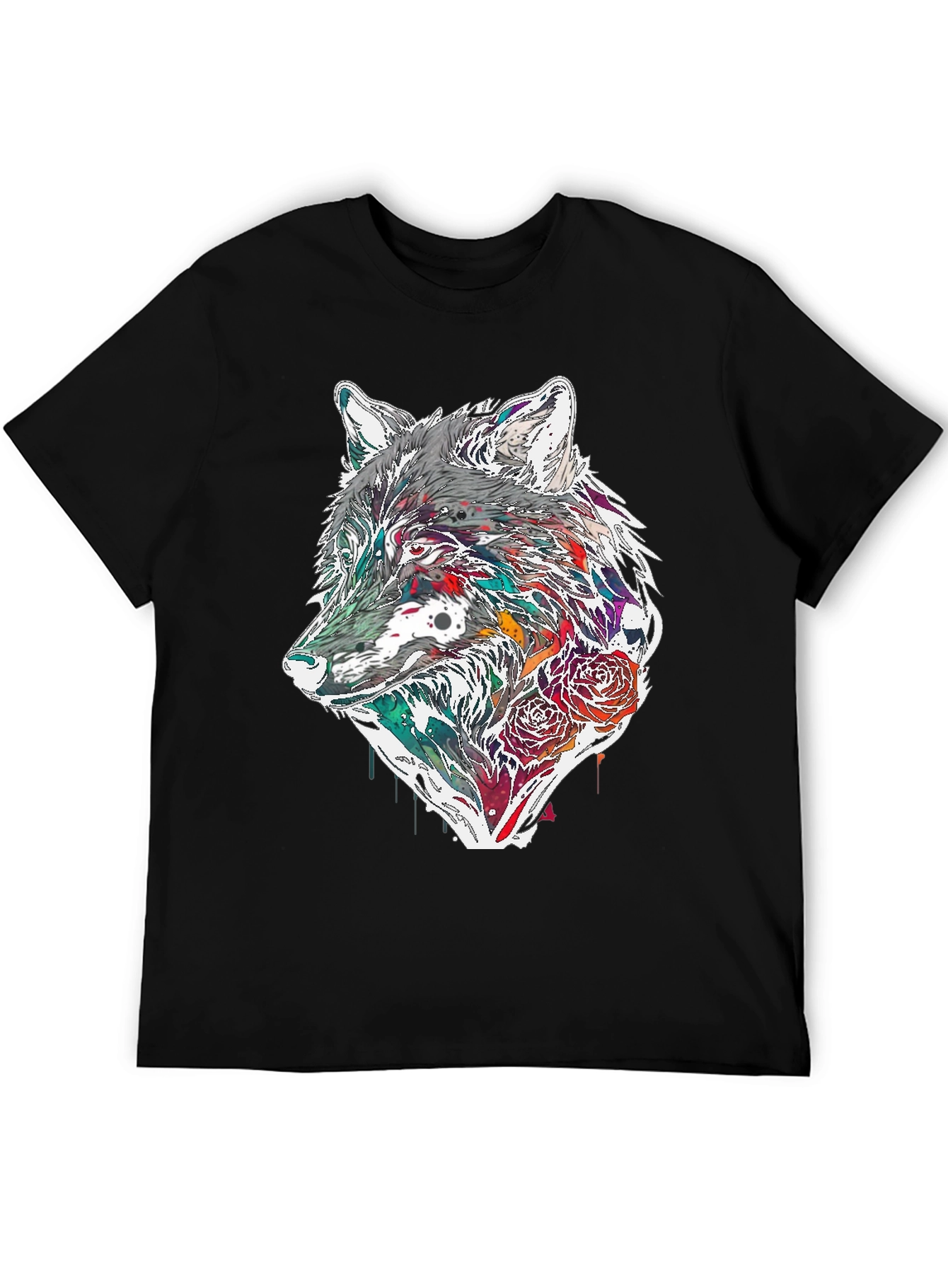 Wolf & Roses Graphic Tee - Modern Print