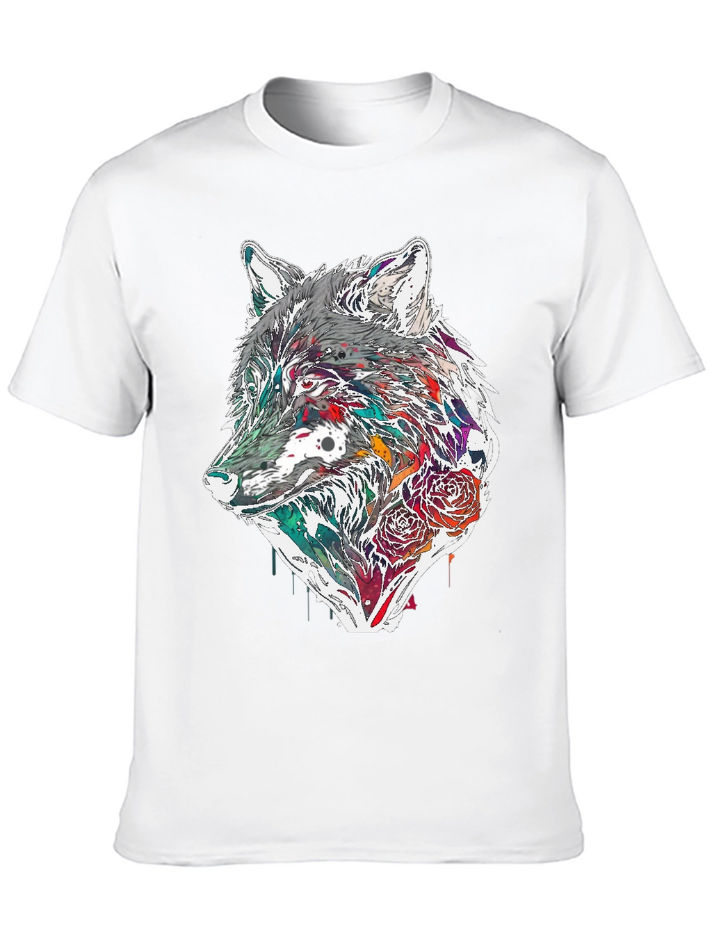Wolf & Roses Graphic Tee - Modern Print