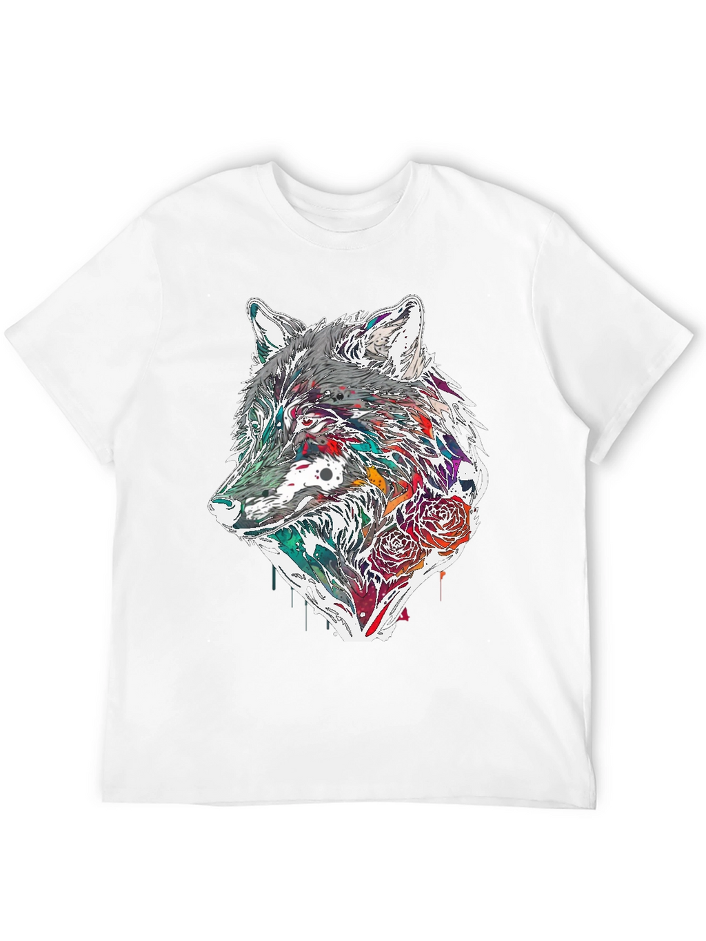 Wolf & Roses Graphic Tee - Modern Print