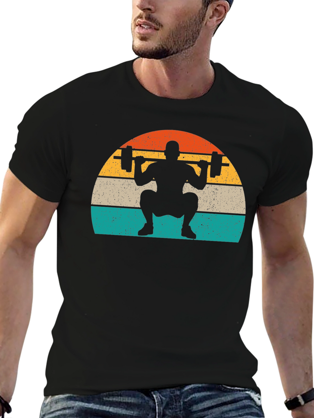 Retro Squat T-Shirt - Black Workout Tee