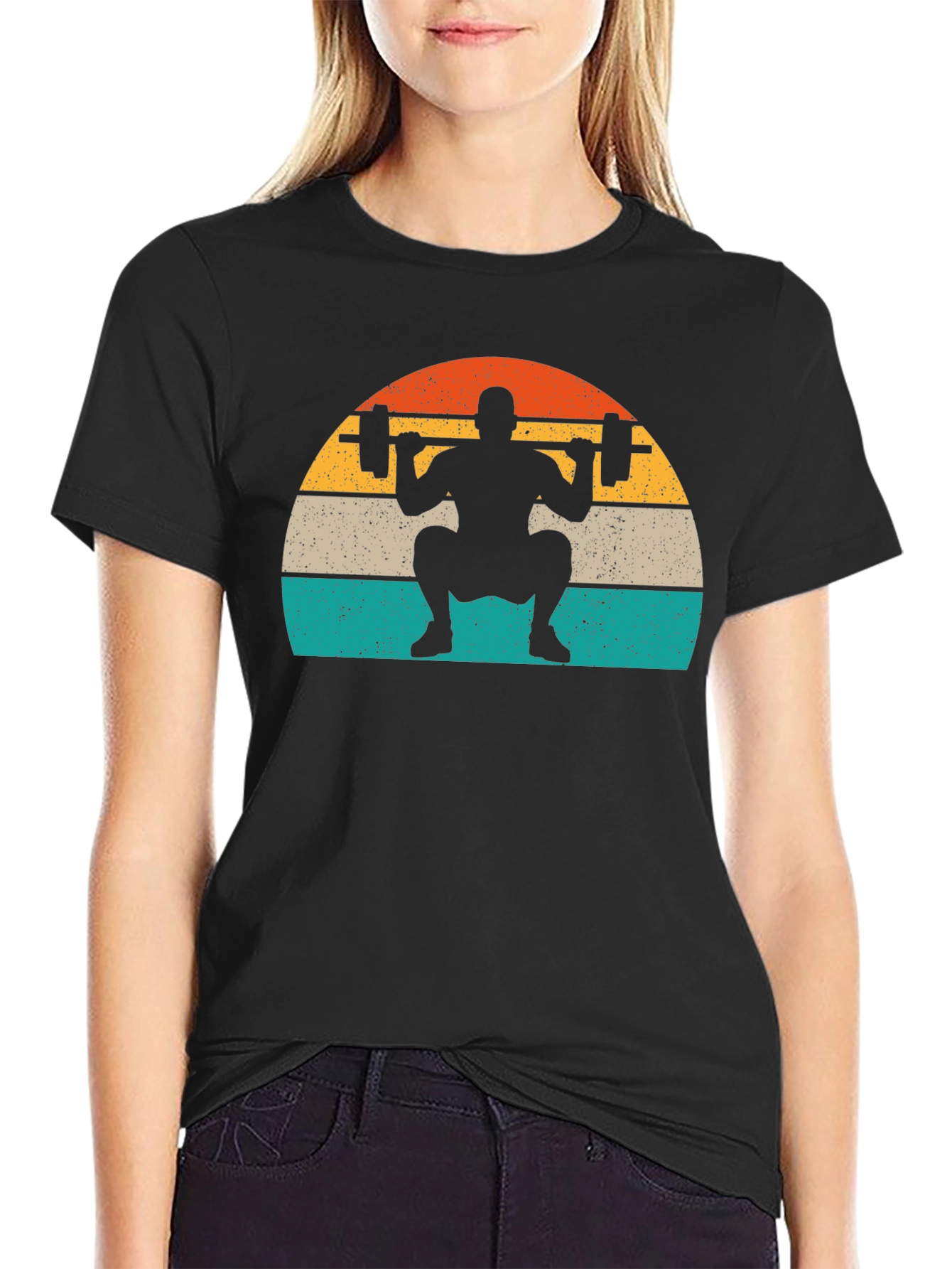 Retro Squat T-Shirt - Black Workout Tee