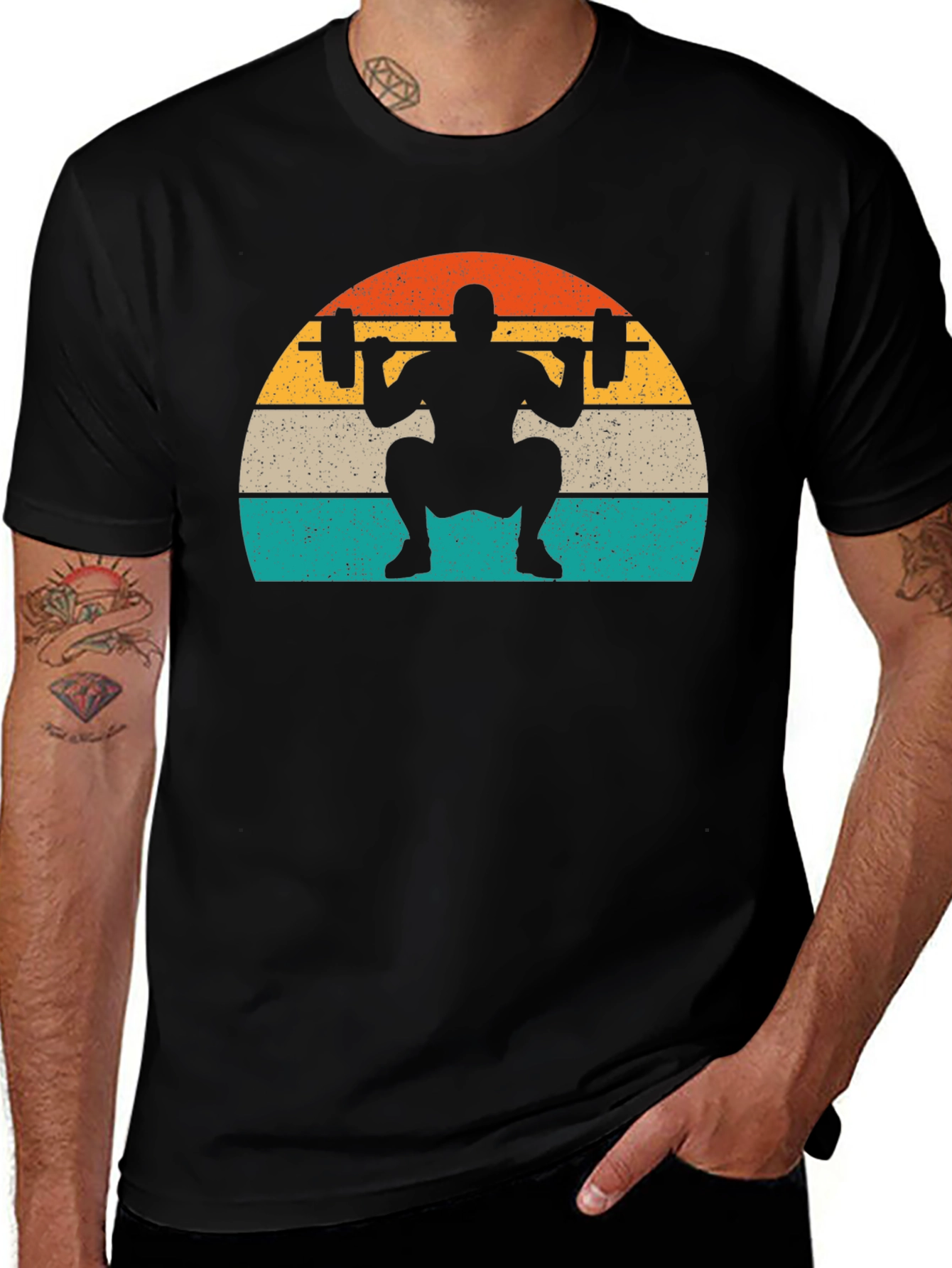 Retro Squat T-Shirt - Black Workout Tee