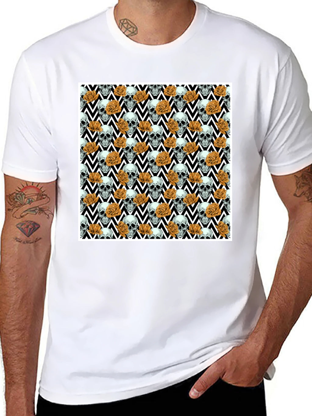 Skull & Rose Pattern Tee