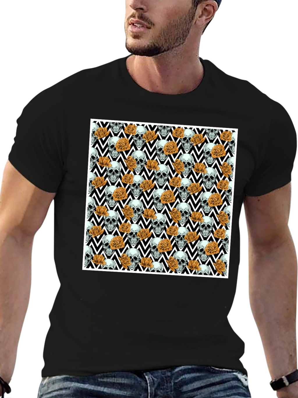 Skull & Rose Pattern Tee