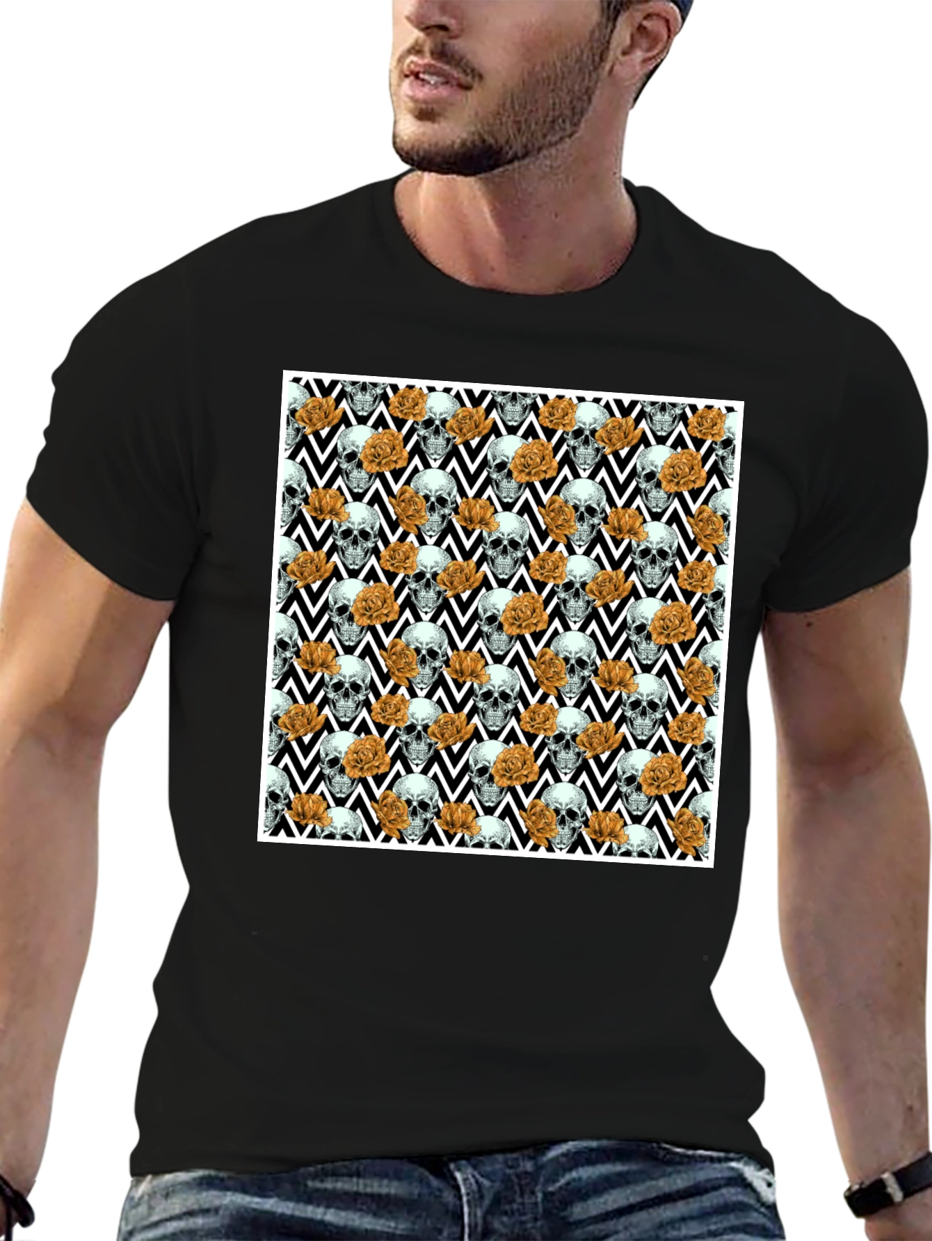 Skull & Rose Pattern Tee