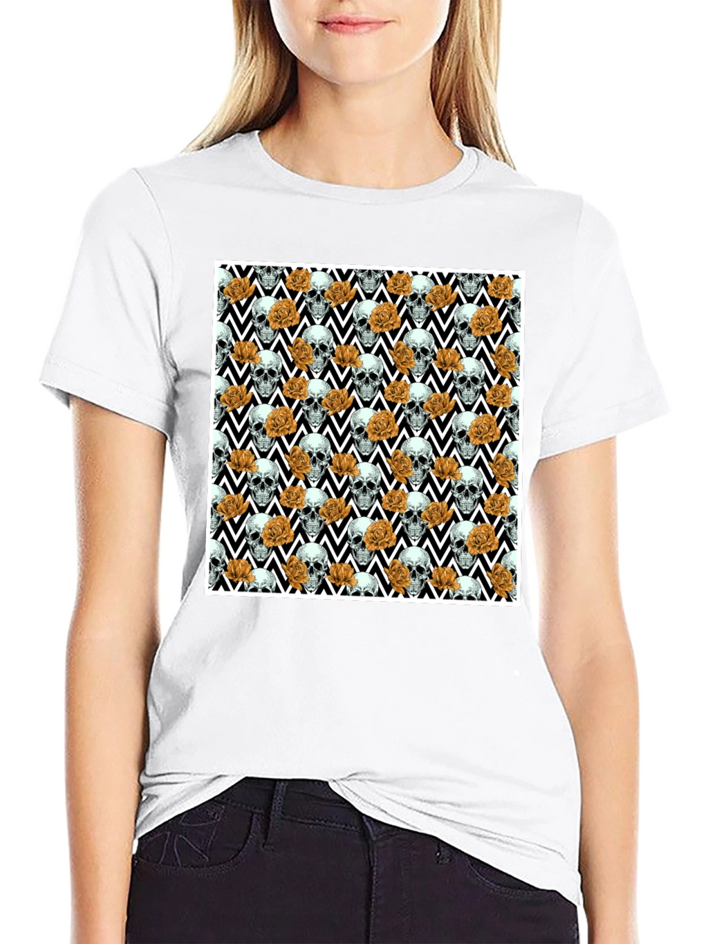 Skull & Rose Pattern Tee
