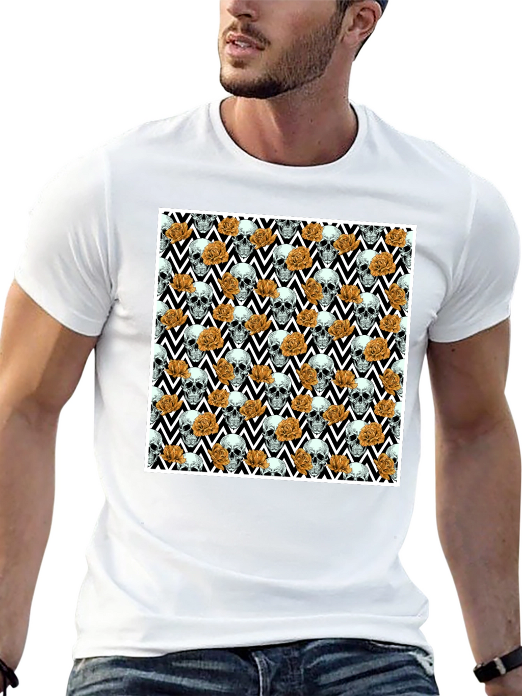 Skull & Rose Pattern Tee