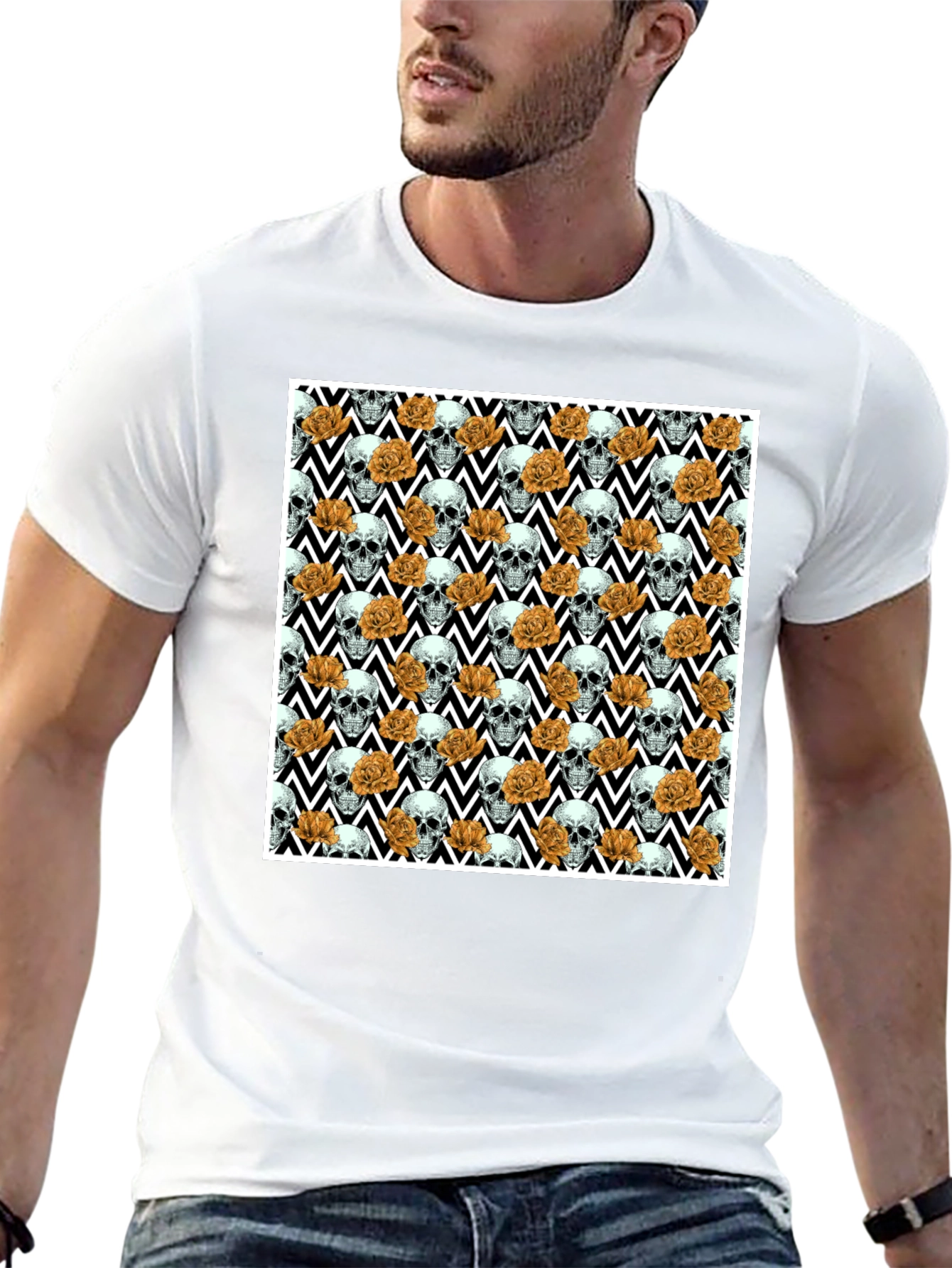 Skull & Rose Pattern Tee