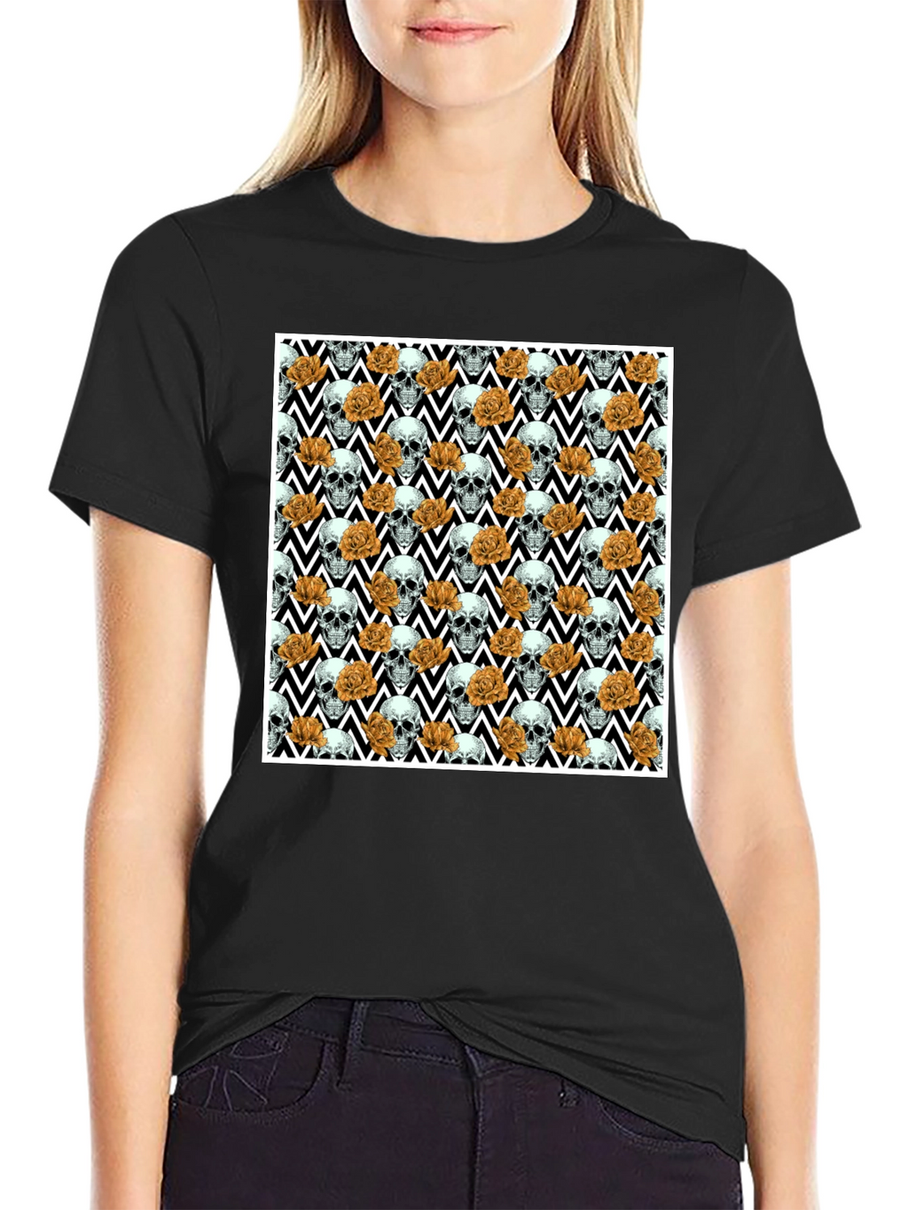 Skull & Rose Pattern Tee