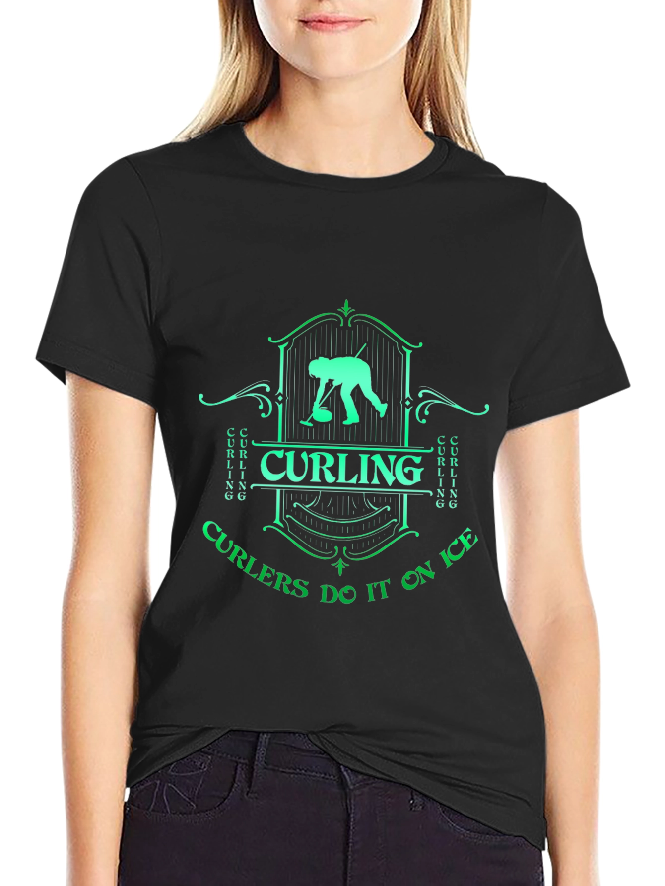 Curling On Ice Graphic T-Shirt