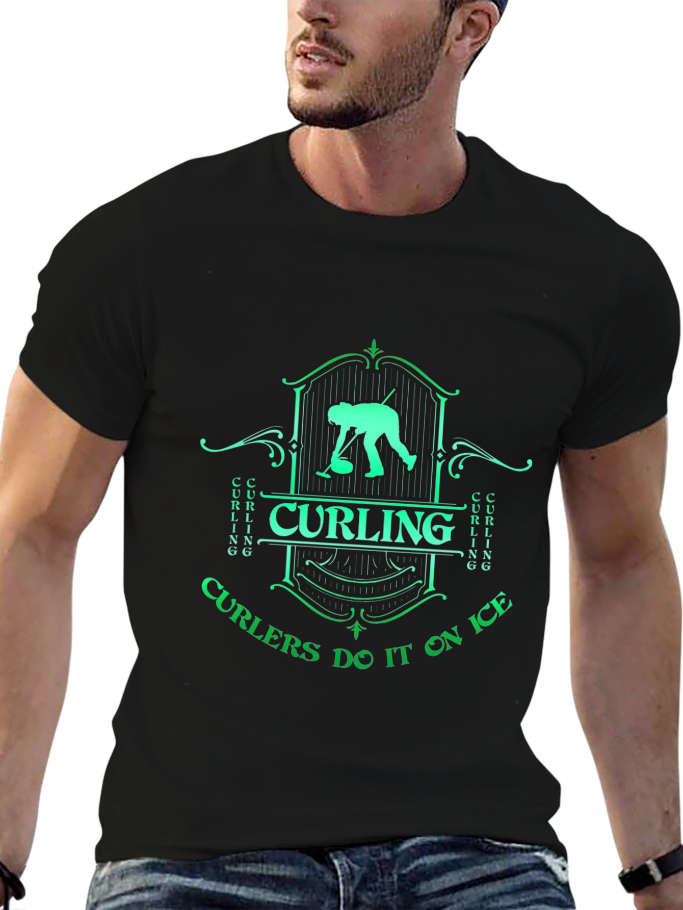 Curling On Ice Graphic T-Shirt