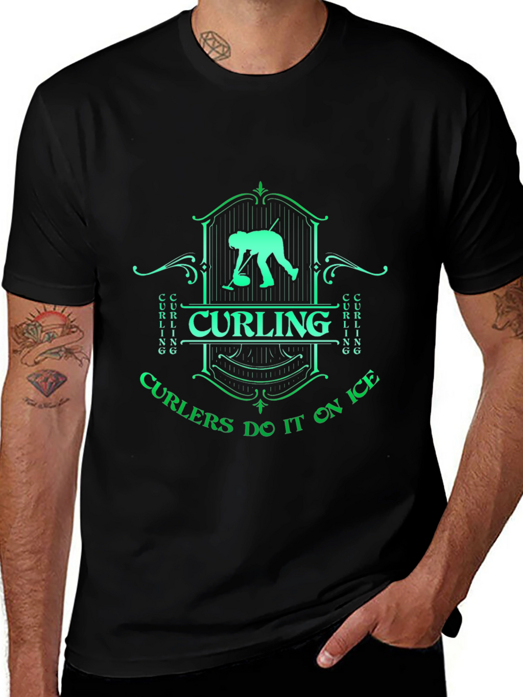 Curling On Ice Graphic T-Shirt