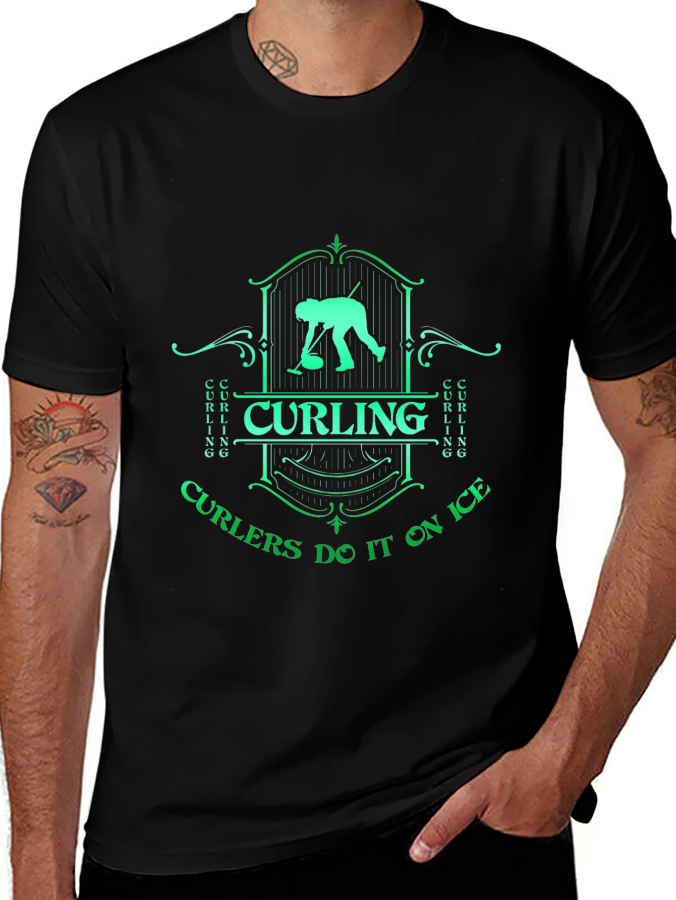 Curling On Ice Graphic T-Shirt