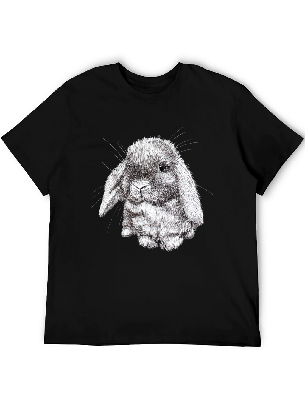 Cute Bunny Graphic Black T-Shirt