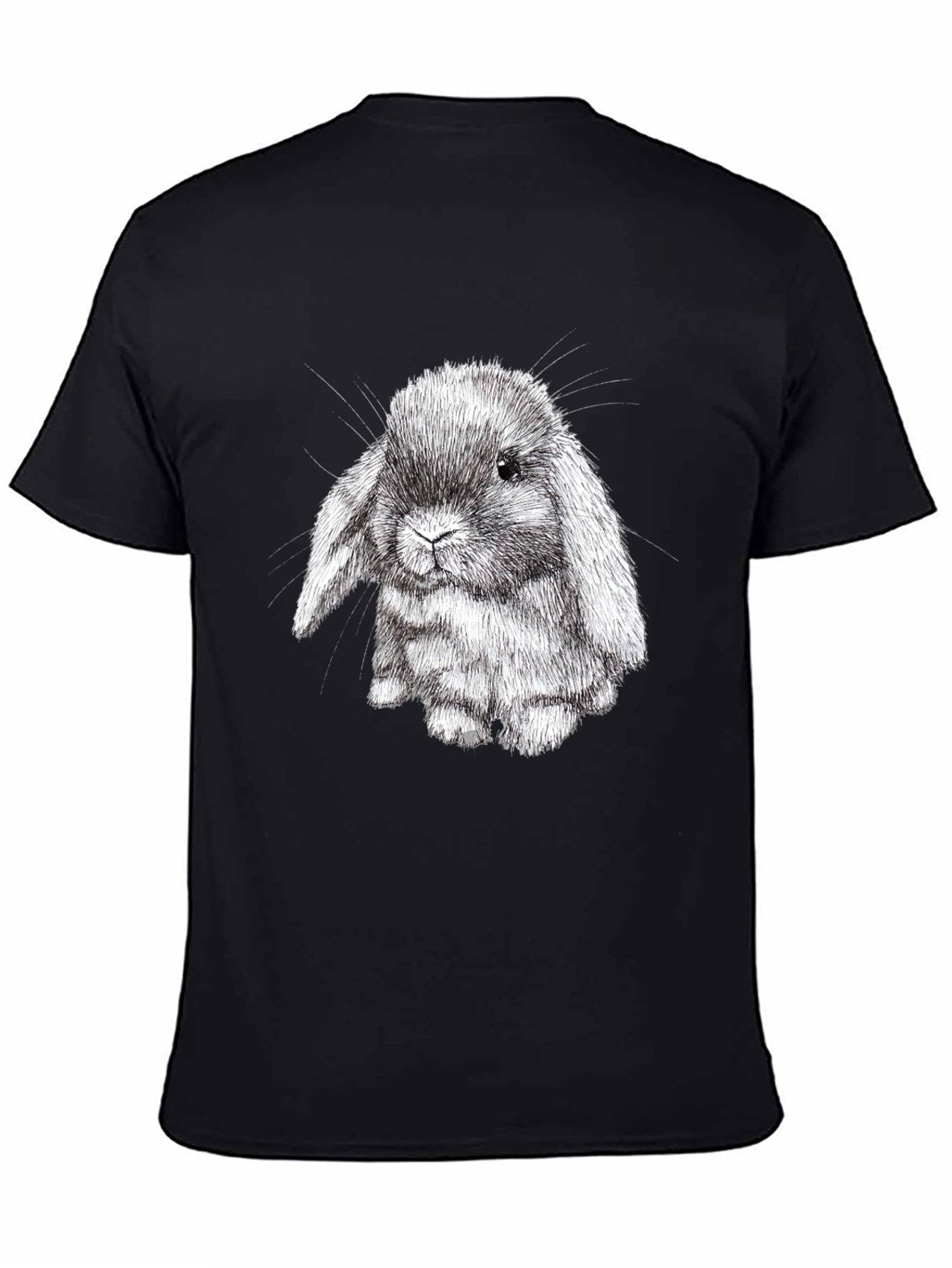 Cute Bunny Graphic Black T-Shirt
