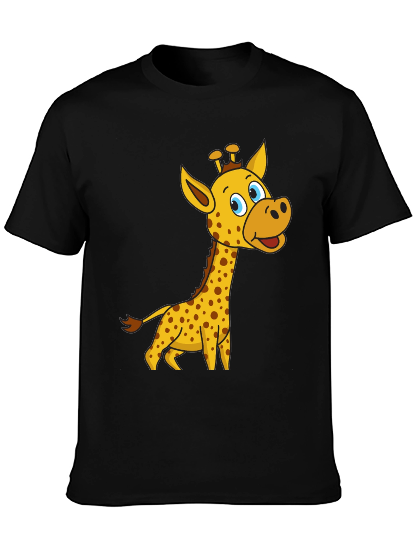 Cartoon Giraffe Black T-Shirt
