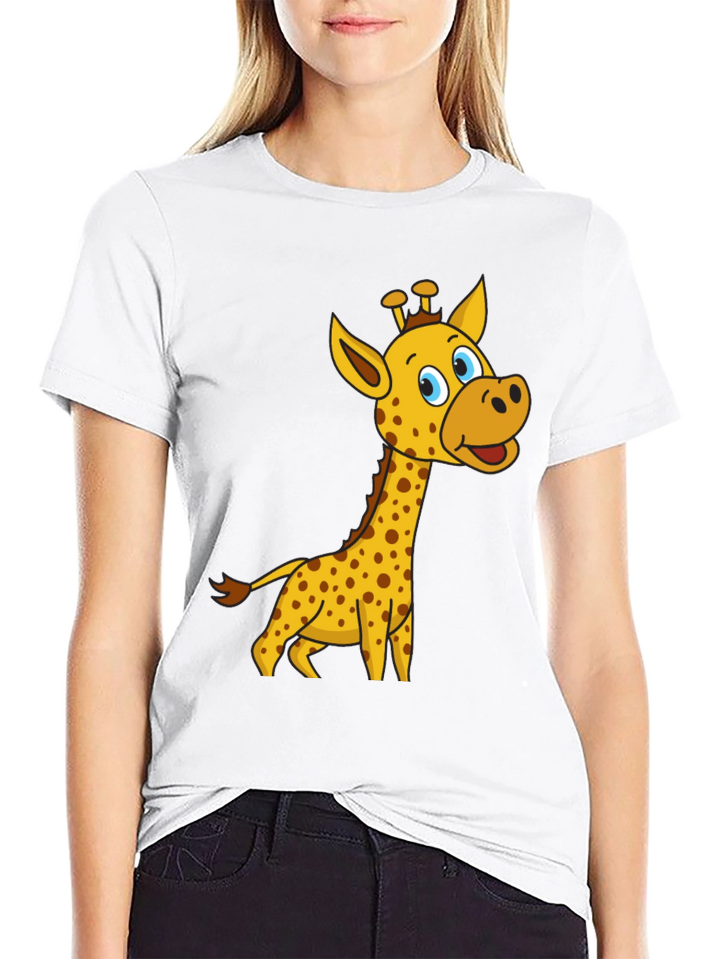 Cartoon Giraffe Black T-Shirt