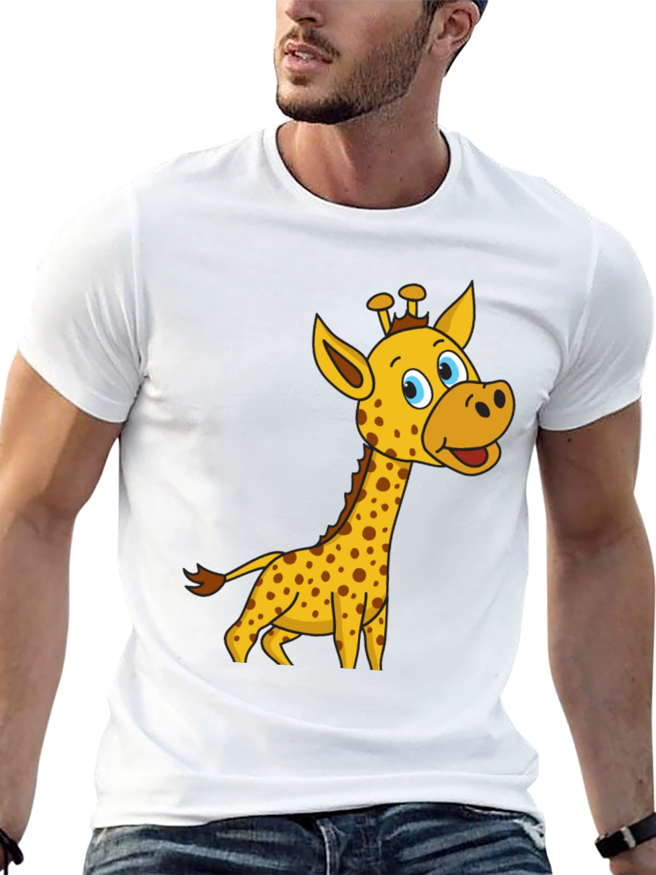 Cartoon Giraffe Black T-Shirt