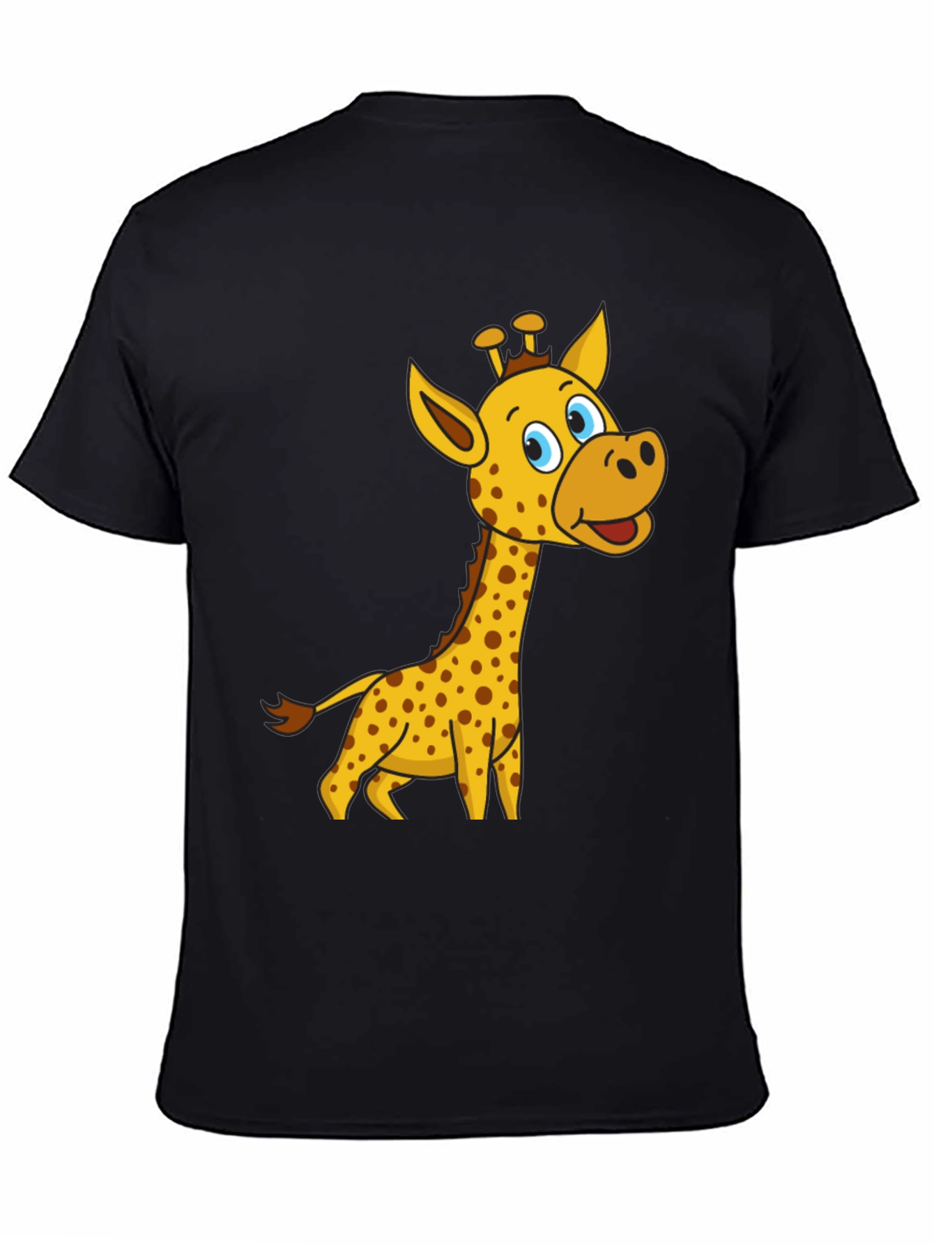 Cartoon Giraffe Black T-Shirt