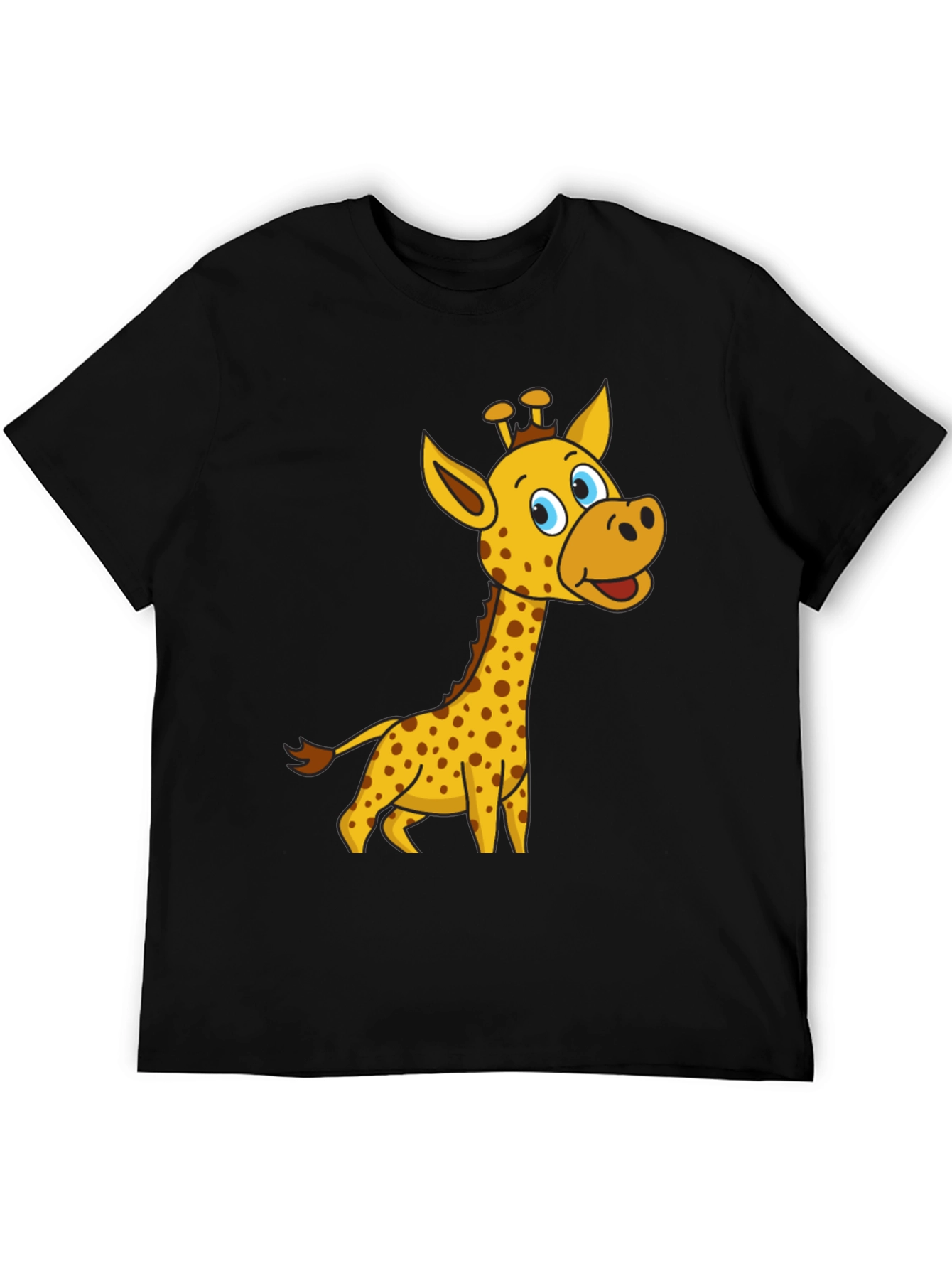 Cartoon Giraffe Black T-Shirt
