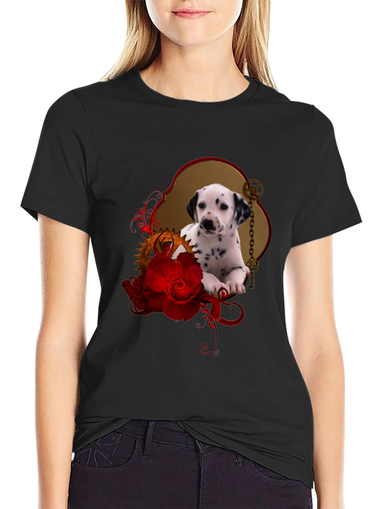 Dalmatian Puppy & Roses T-Shirt