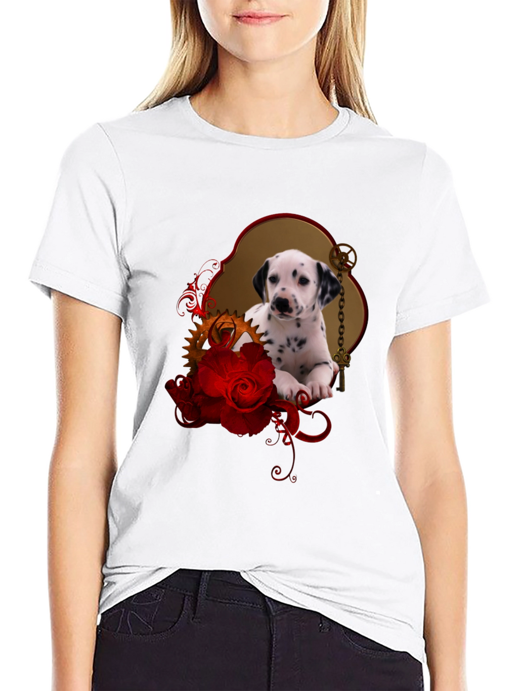 Dalmatian Puppy & Roses T-Shirt