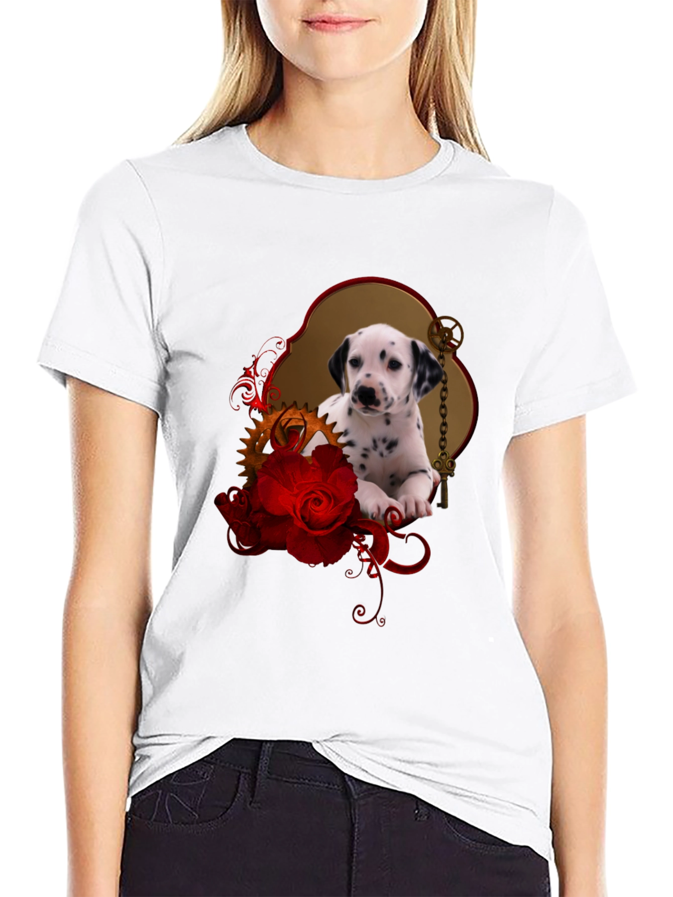 Dalmatian Puppy & Roses T-Shirt