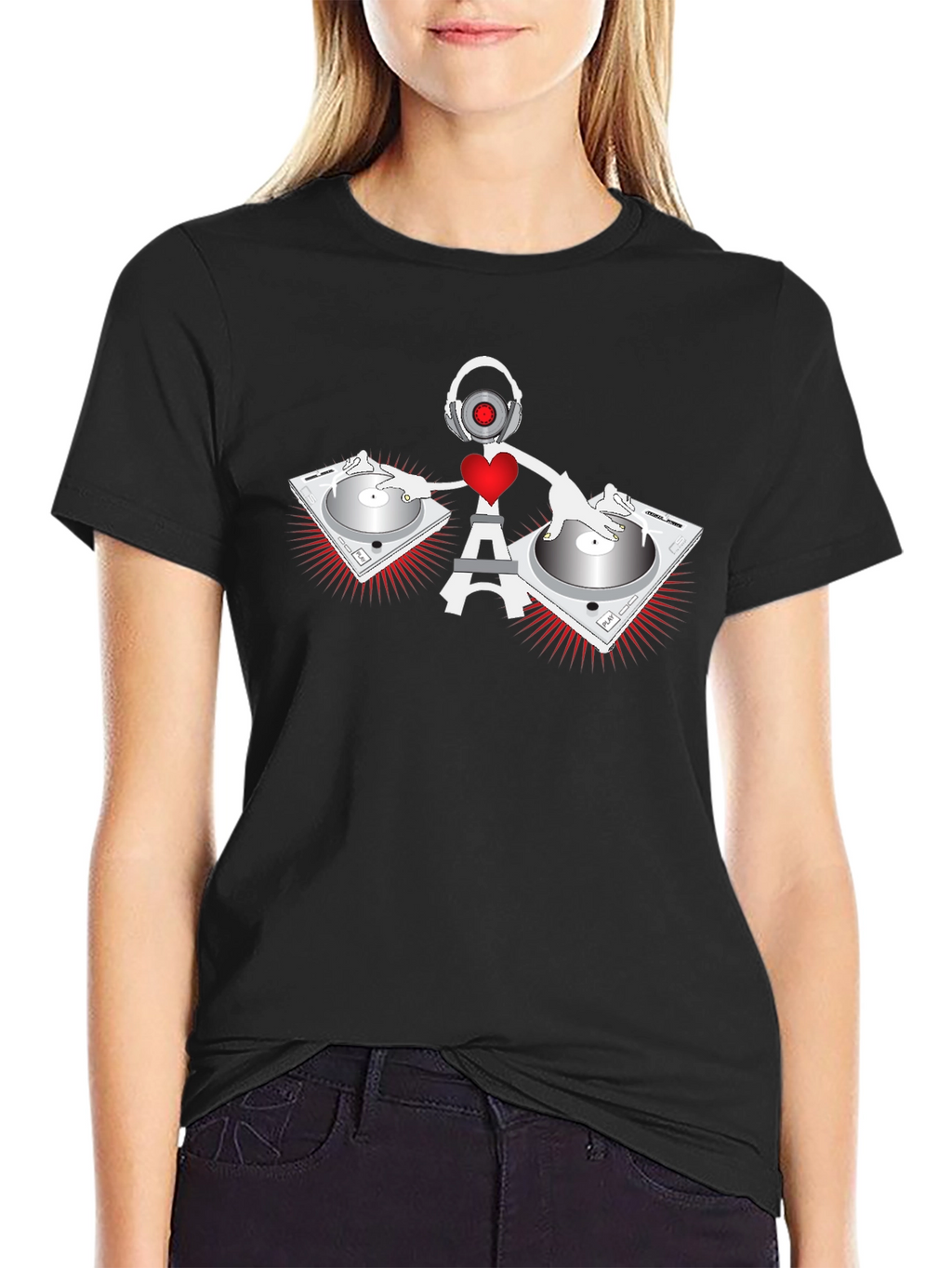 DJ Eiffel Tower Graphic Tee - Black