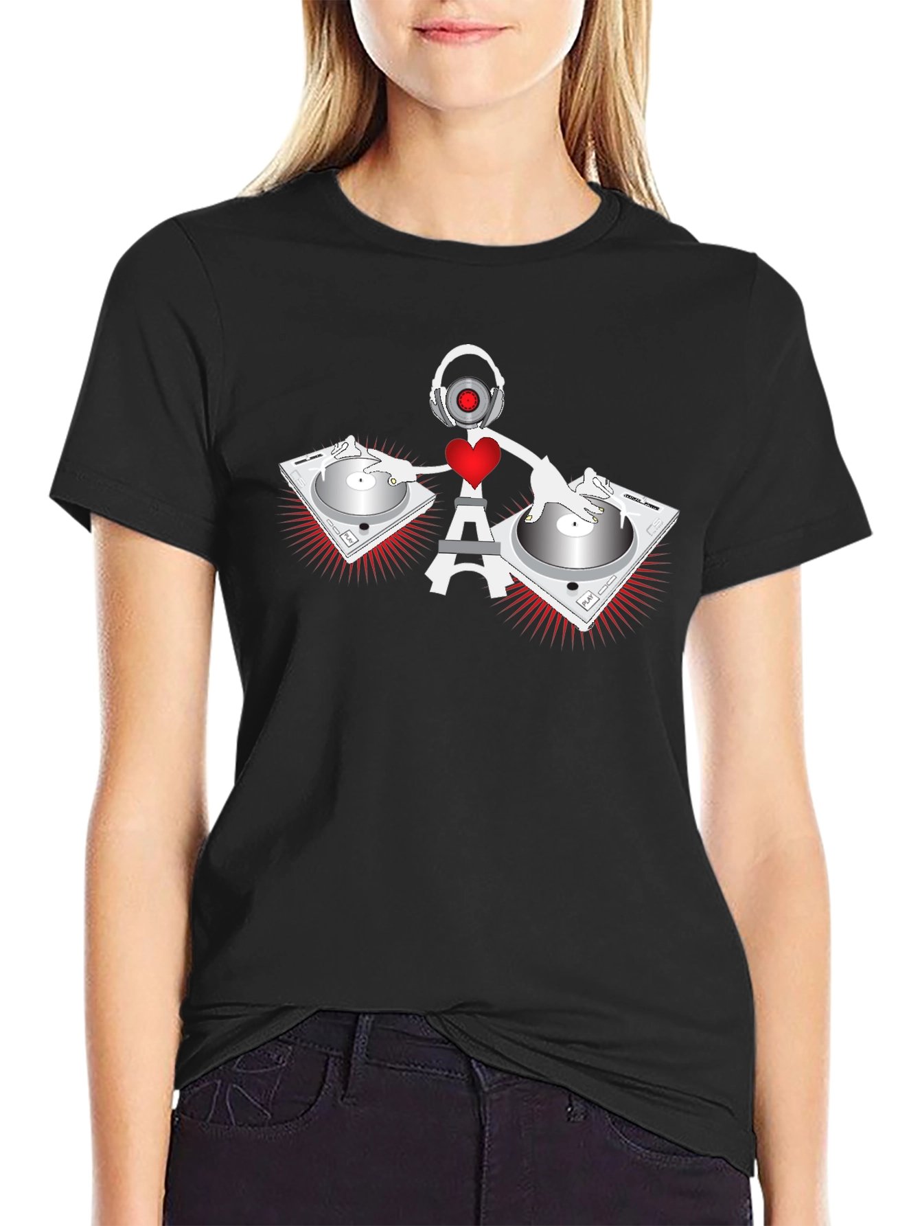 DJ Eiffel Tower Graphic Tee - Black