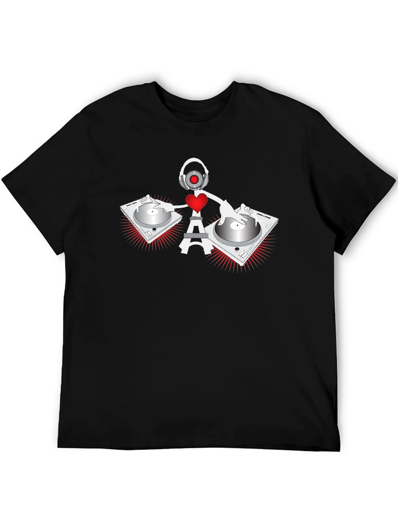 DJ Eiffel Tower Graphic Tee - Black