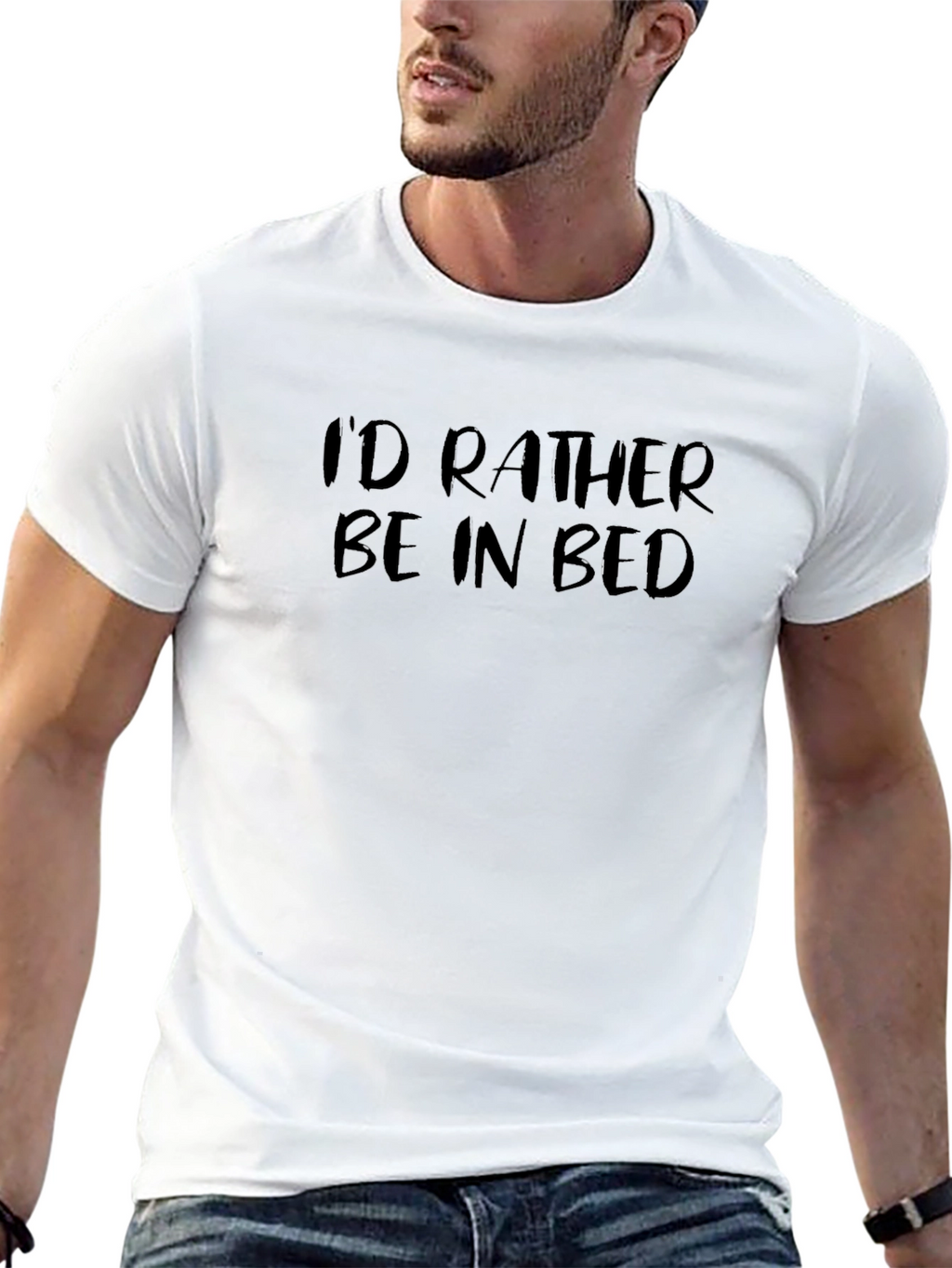 Id Rather Be In Bed Black Graphic Tee