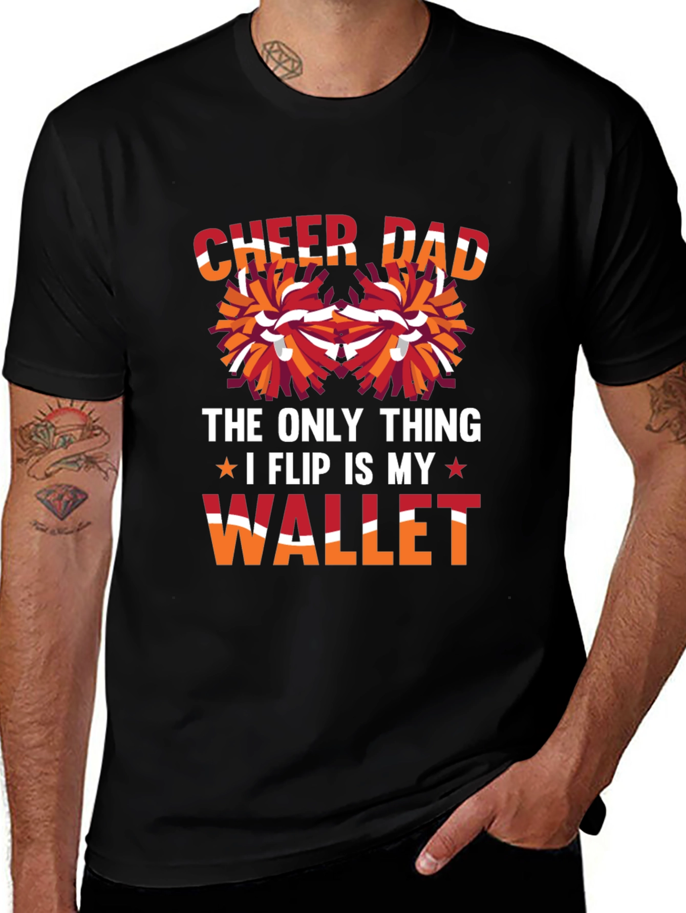 Cheer Dad T-Shirt - The Only Thing I Flip is My Wallet