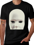 Black T-Shirt with White Mask Graphic